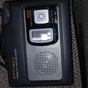 Optimus Black Cassette Tape Recorder Player with Voice Activation